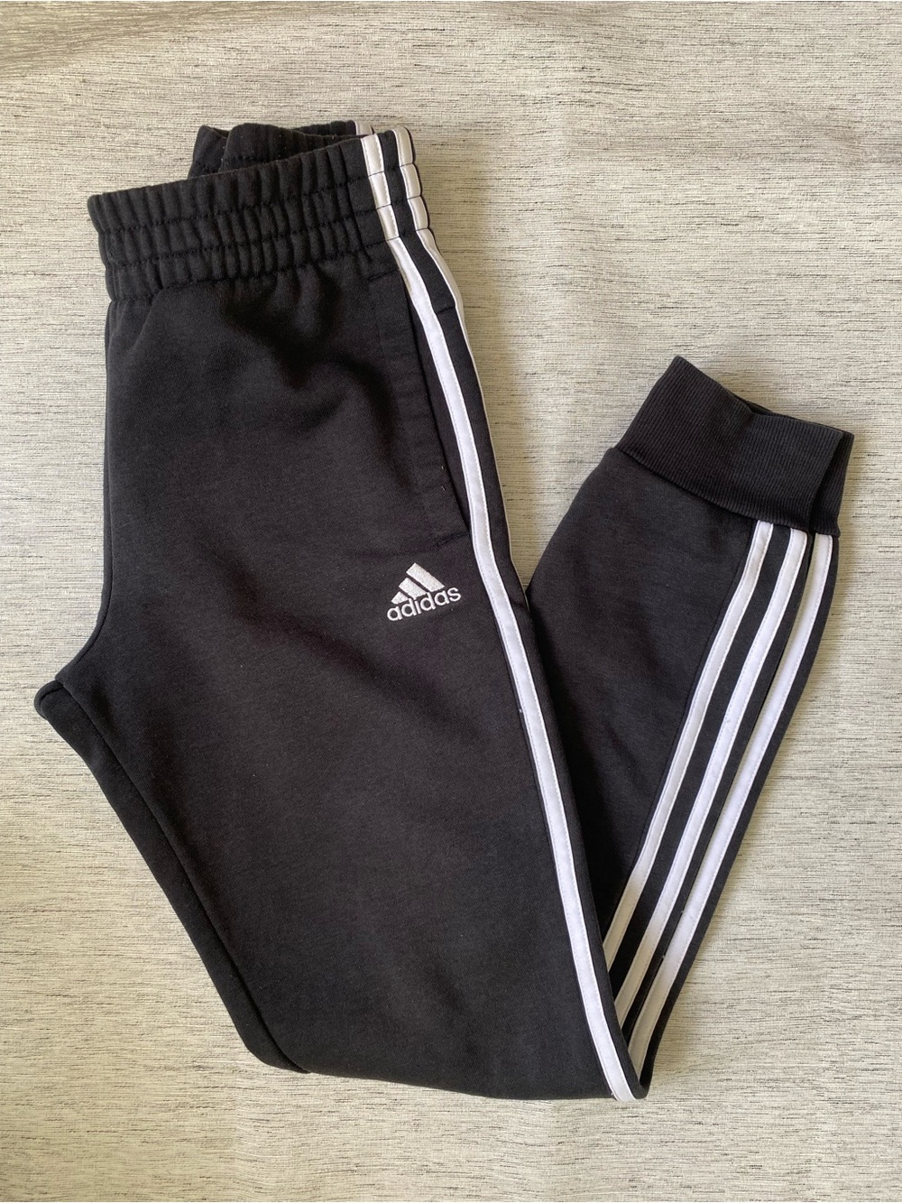Adidas women’s Black Joggers with White Stripes size XS